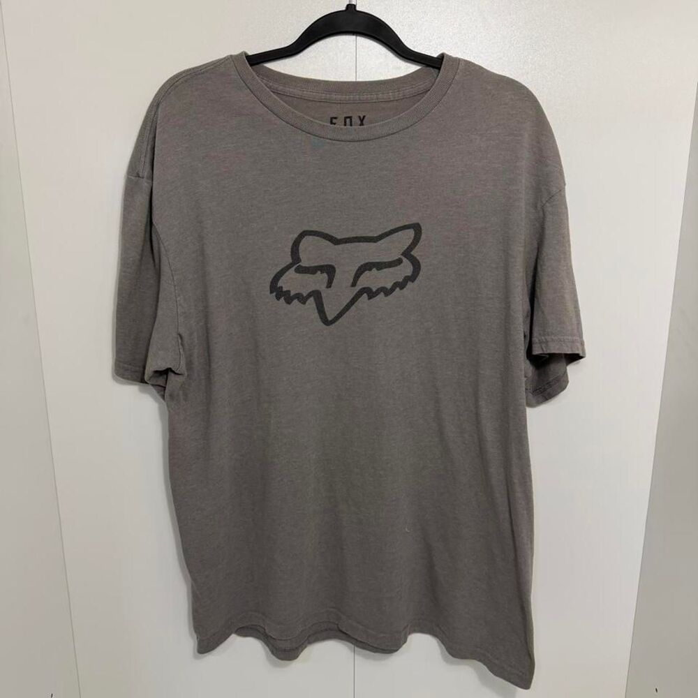 Fox-racing Men's Grey and Brown T-shirt